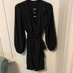 Express Black Wrap Dress with Long Sleeves
